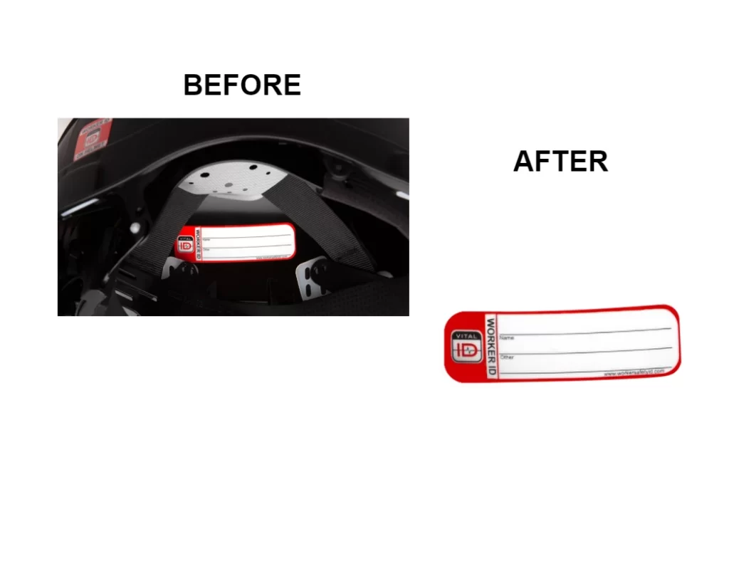 Before and After - HPID Hard Hat Sticker
